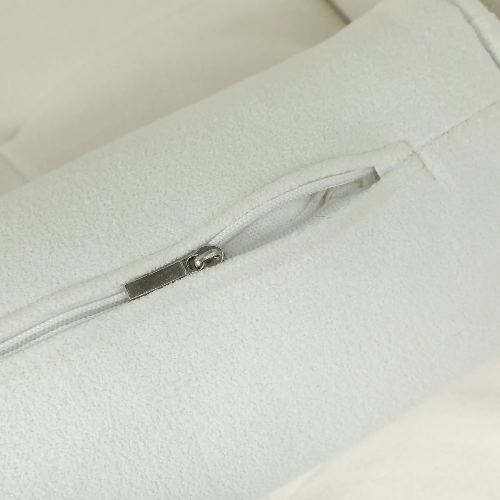 HOMCOM Fotel tapicerowany z podłokietnikami, nachylone oparcie, nogi z drewna kauczukowego, kremowy