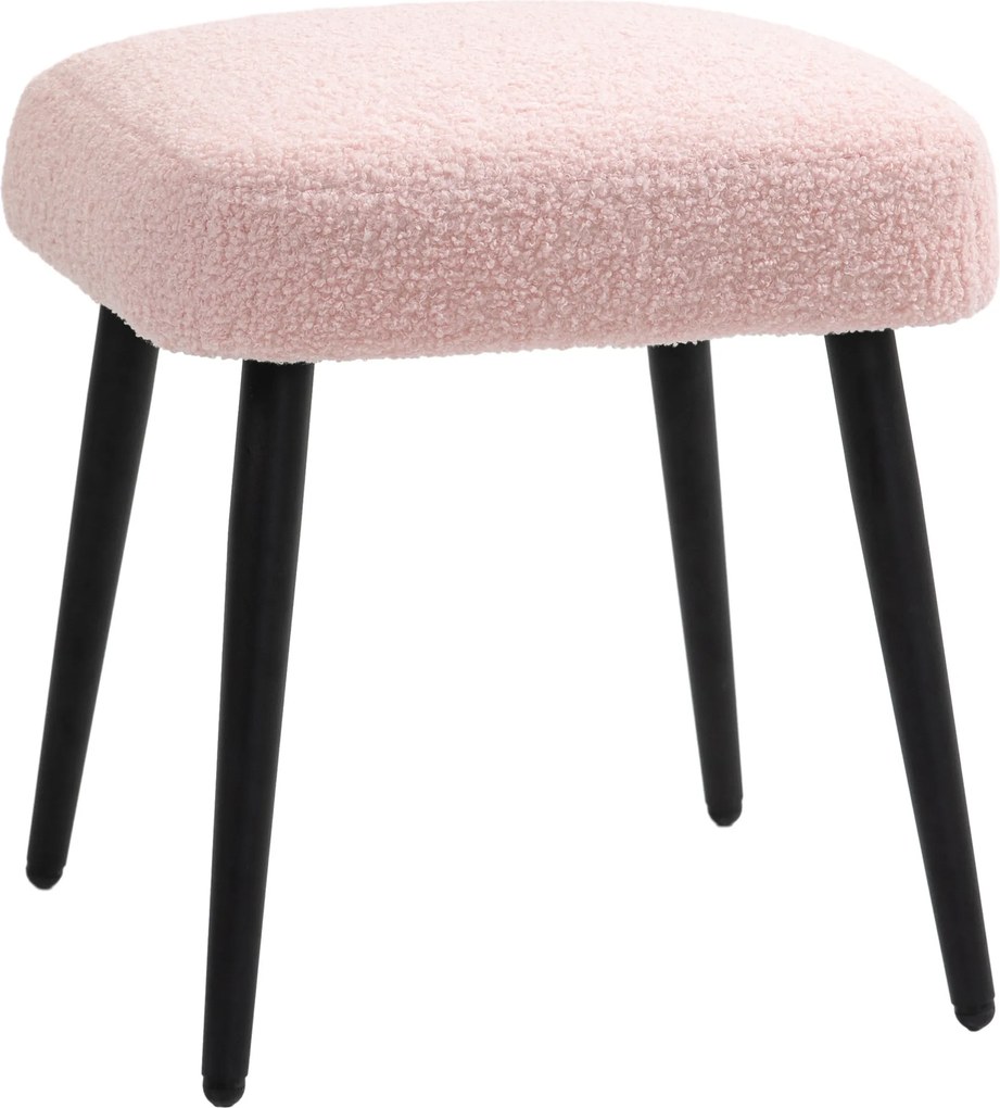 HOMCOM Pufa, podnóżek, tapicerowane siedzisko, wygląd kaszmiru, stalowe nogi, 42 x 42 x 47 cm, Różowy