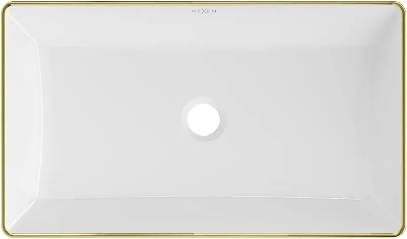 Mexen Nadia umywalka nablatowa 62 x 35 cm, biała/złota rant - 21616005