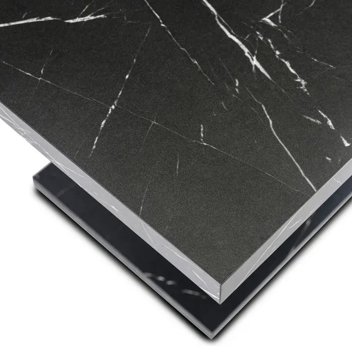 Stół Prostokątny Rozkładany CLARK 120-160 cm Czarny Marmur Glamour