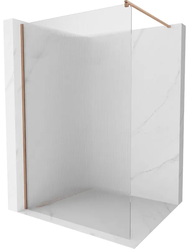 Mexen Kioto ścianka prysznicowa Walk-in 70 x 200 cm, prążki 8 mm, miedź szczotkowana - 800-070-101-65-09