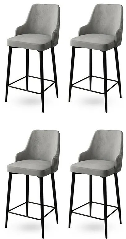 Zestaw krzeseł barowych Enox Grey and Black, 4 szt., 4 szt.