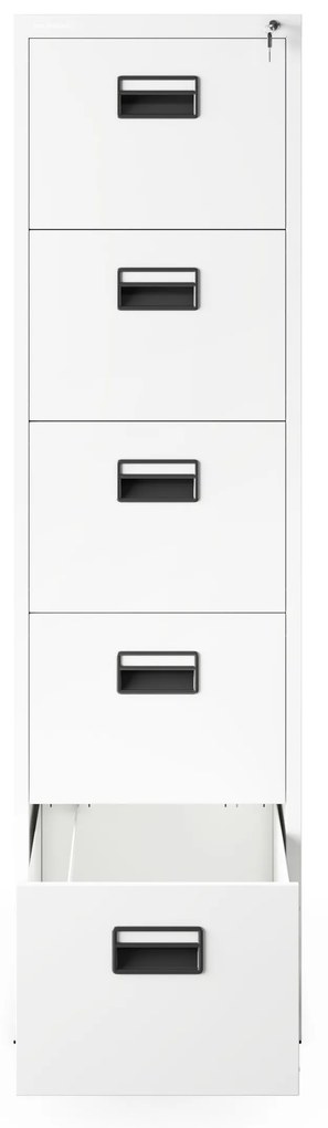 Szafa kartotekowa metalowa z 5 szufladami biała, 460x1625.5x620 mm: SARA