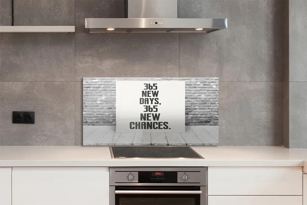 Szkło Ozdobne do Kuchni Napis na Ceglanym Murze