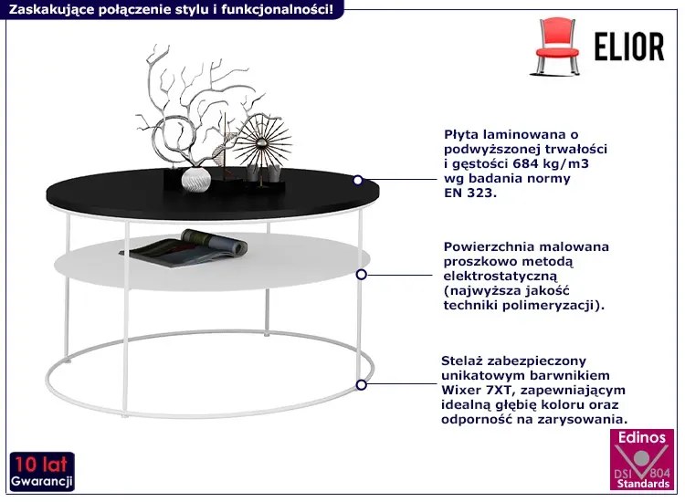 Nowoczesny stolik kawowy z czarnym blatem H6-A00