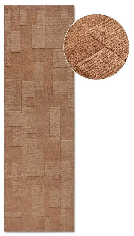 Brązowy wełniany chodnik tkany ręcznie 80x250 cm Wilhelmine – Villeroy&amp;Boch