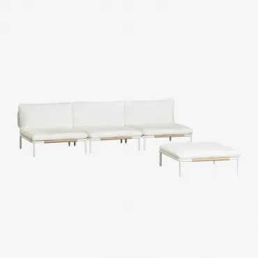 3-częściowa Modułowa Sofa Ogrodowa I Pufa Roubly Beige Migdałowa - Sklum