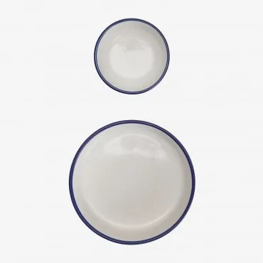 Zestaw 2 Misek Z Gresu Ronilena Biały Gardenia - Niebieski Ken - Sklum