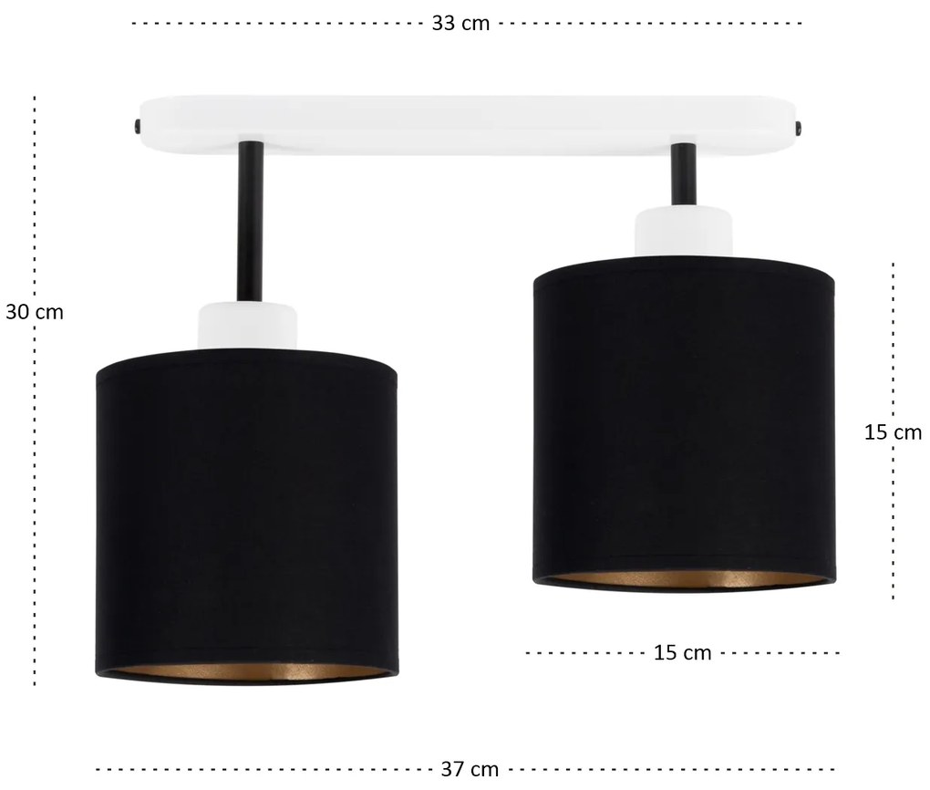 Lampa sufitowa biała dwupunktowy spot z czarnymi abażurami C-3306WE-SC