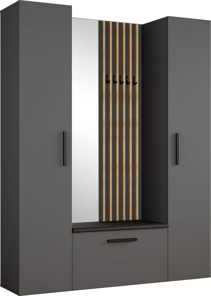 Masseno Garderoba MODULO 160,6/204/40 cm do Przedpokoju Nowoczesna Szara