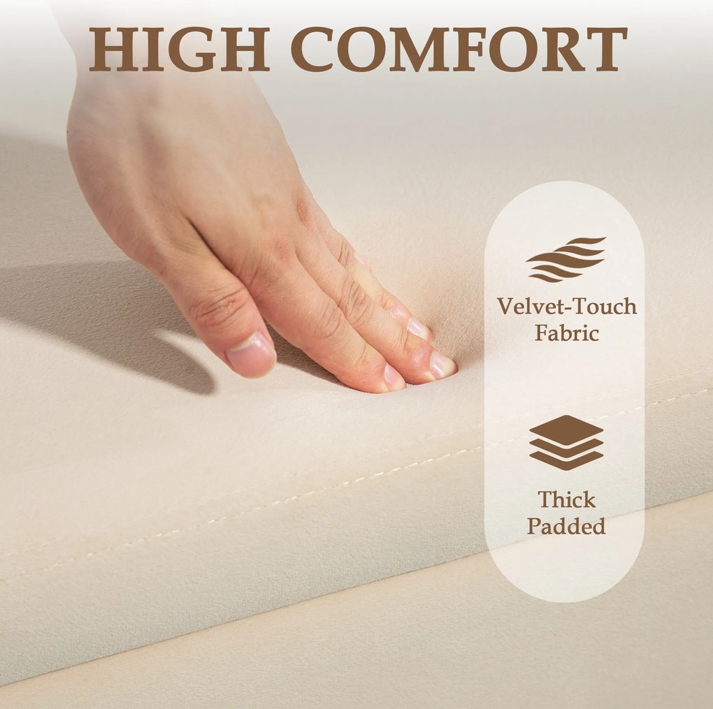 HOMCOM Ławka tapicerowana z miejscem do przechowywania, Skrzynia, Pianka, Metal, Drewno kauczukowe, 100 x 40 x 42 cm, Beżowy