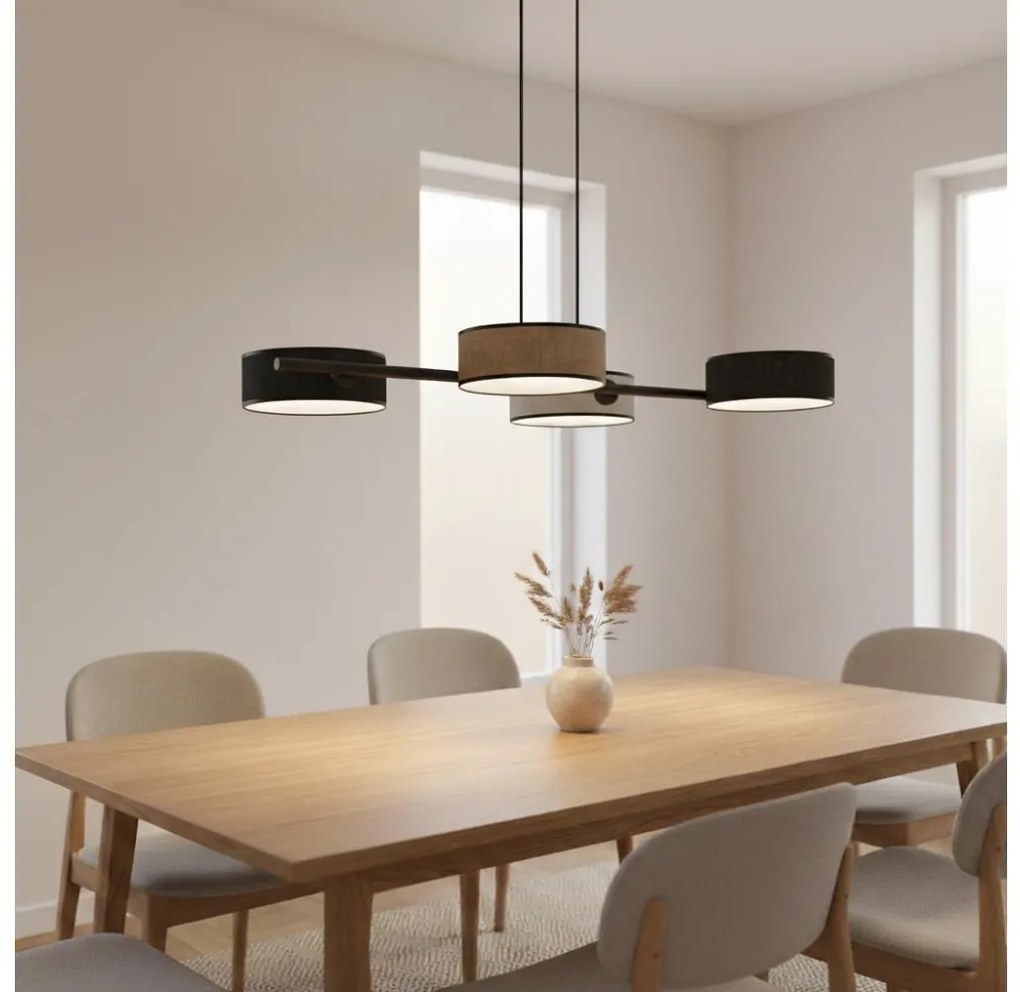 Żyrandol na lince DRUMZ 4xE14/10W/230V czarny/brązowy/szary