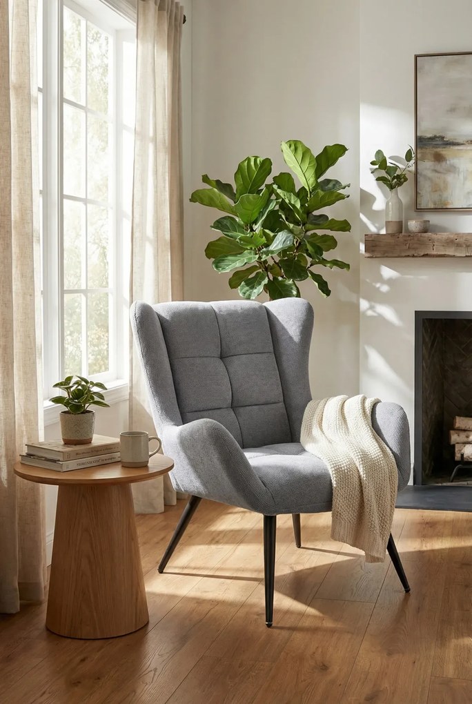 Popielaty wypoczynkowy fotel uszak C5-B36