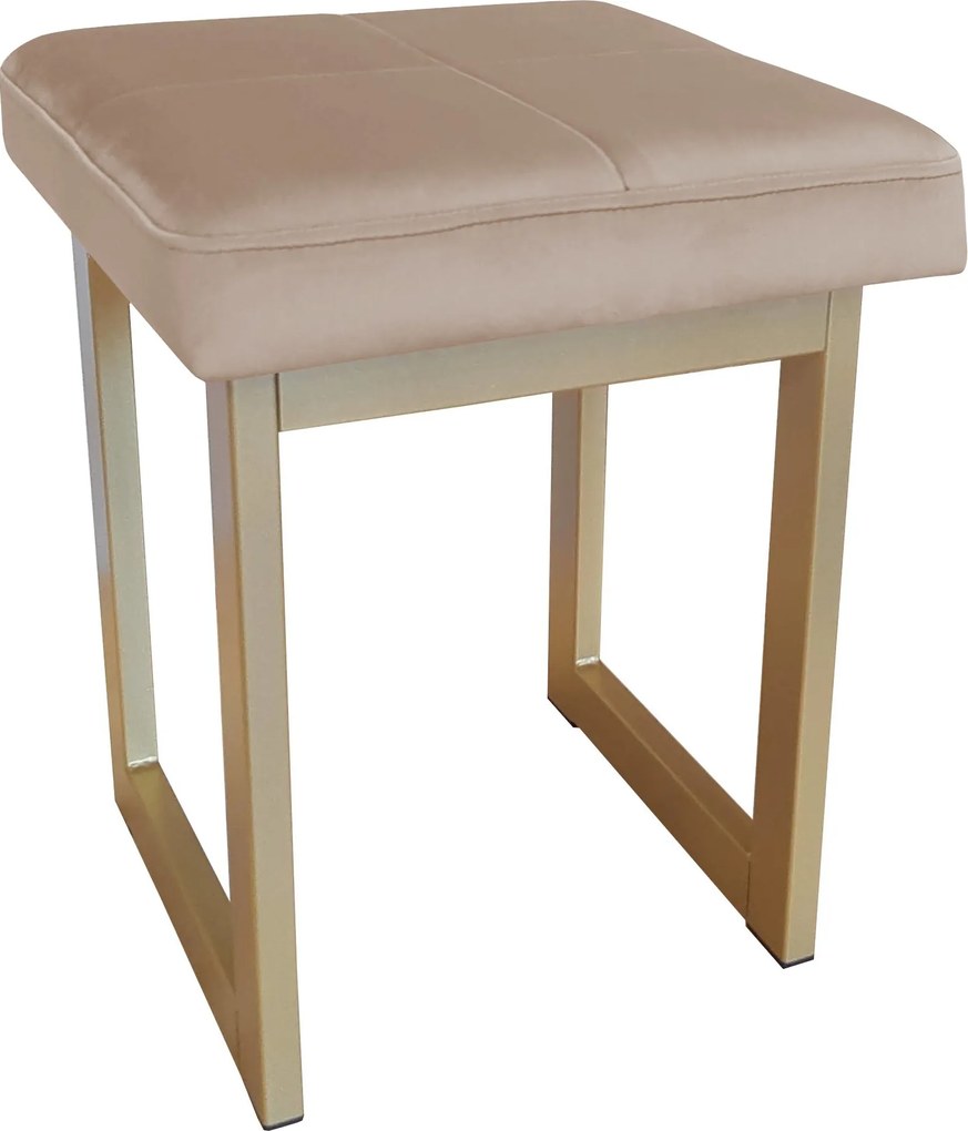 Taboret SOLID tkanina Welur stelaż metalowy STOŁEK LOFT : Kolor Stelaża - Złoty, Kolor tkaniny - VELVET - MG06, Typ tkaniny - Velvet, Wysokość - 45 cm