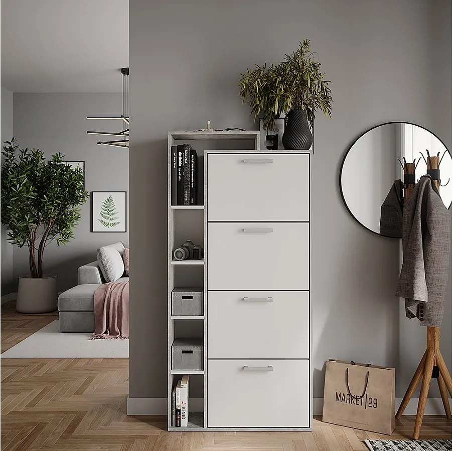 Wywrotka do butów biały/beton 80x24.2x166.1 orlando