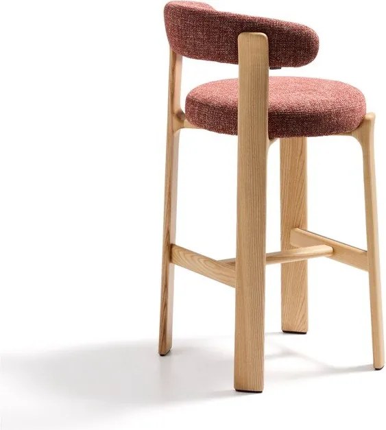 Hoker z litego drewna jesionowego w ceglasto-naturalnym kolorze (wysokość siedziska 75 cm) Granite – Kave Home