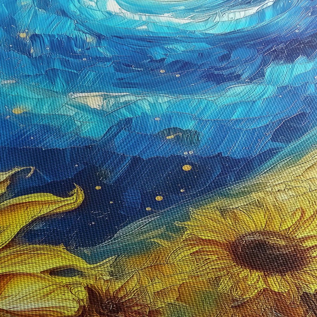 Obraz - Malowanie słoneczników (z zegarem) (90x30 cm)