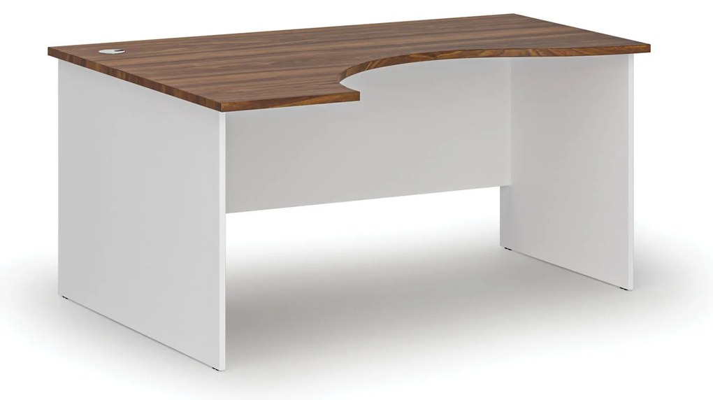 Ergonomiczne biurko PRIMO WHITE, 160x120 cm, lewe, biały/orzech