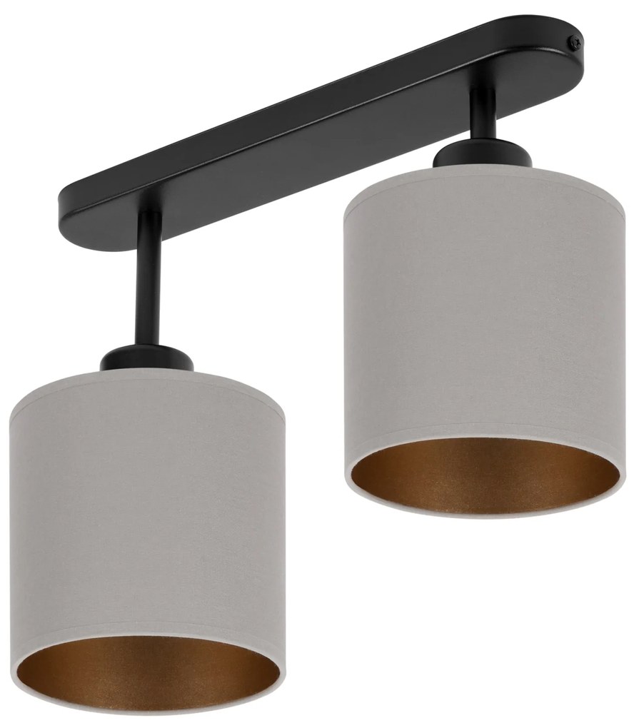 Lampa sufitowa czarna dwupunktowy spot z szarymi abażurami C-3306SC-GR