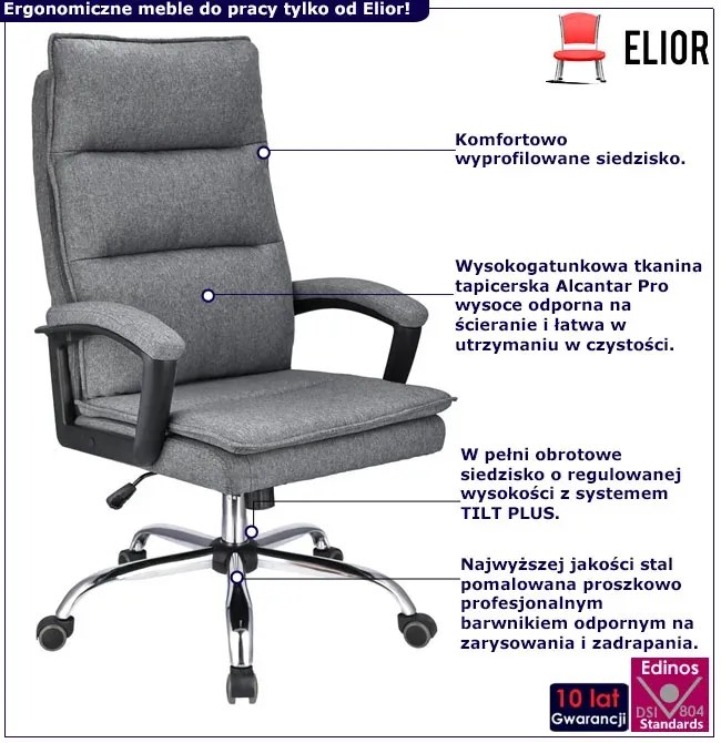 Ciemnoszary fotel biurowy z regulacją - Coperturs