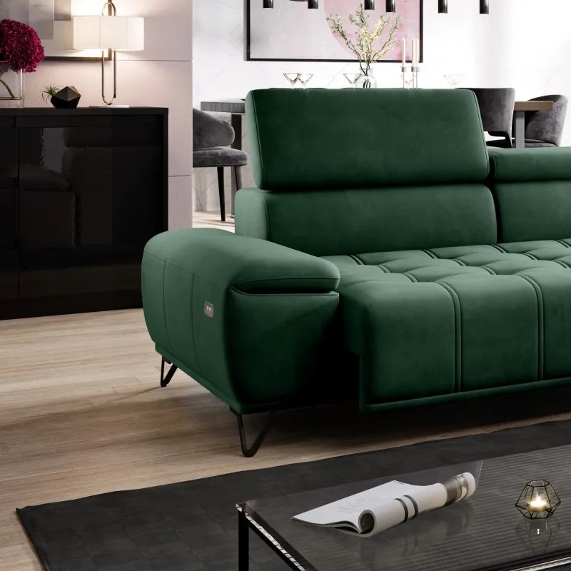 Narożnik PALLADIO MINI z elektryczną regulacją siedziska Prawostronny w tkaninie RIVIERA 38 WERSAL