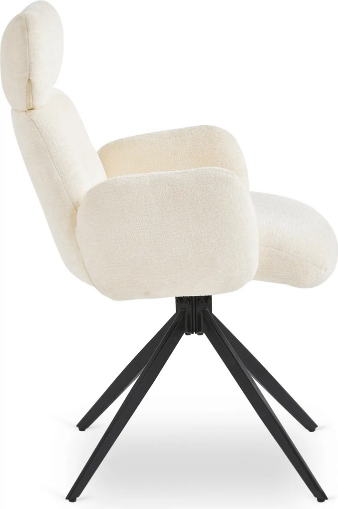 Krzesło Tapicerowane Obrotowe ALVARO Kremowe Boucle Nowoczesne