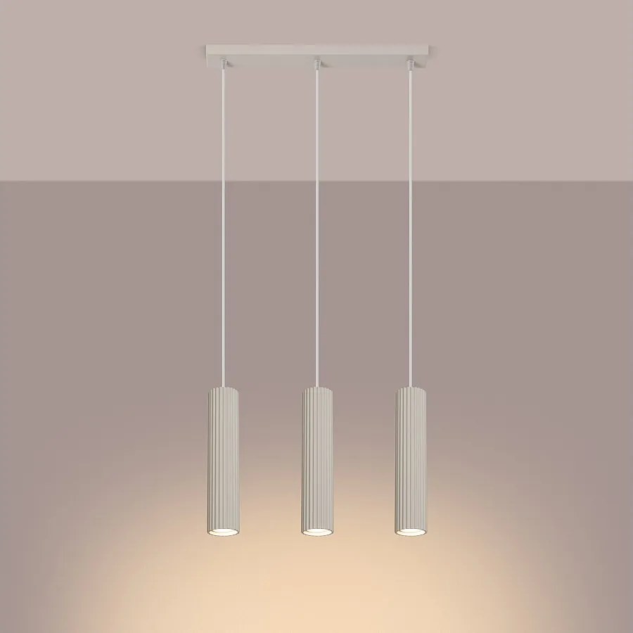 Lampa wisząca minimalistyczny Gloow, aluminium - 3 źródło światła 3000K - L.45 x H.98 cm - beżowy