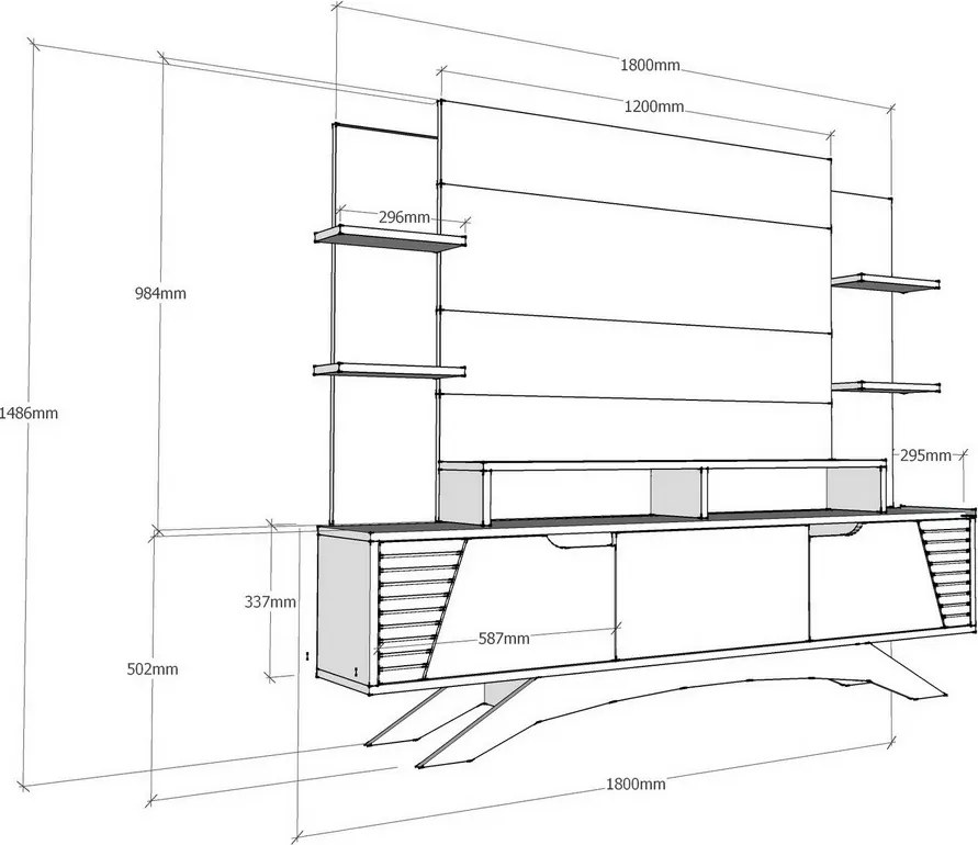 Ściana telewizyjna Deparo Walnut and White