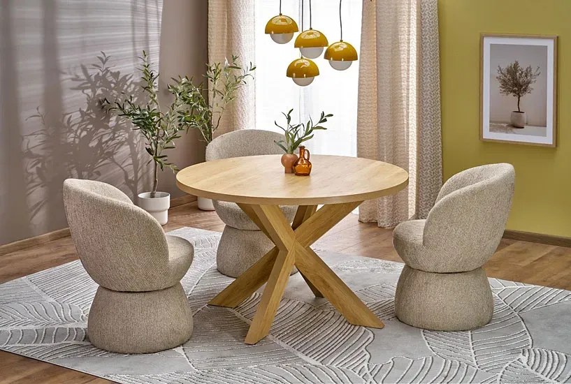 Okrągły stół w stylu skandynawskim dąb naturalny N5-T55