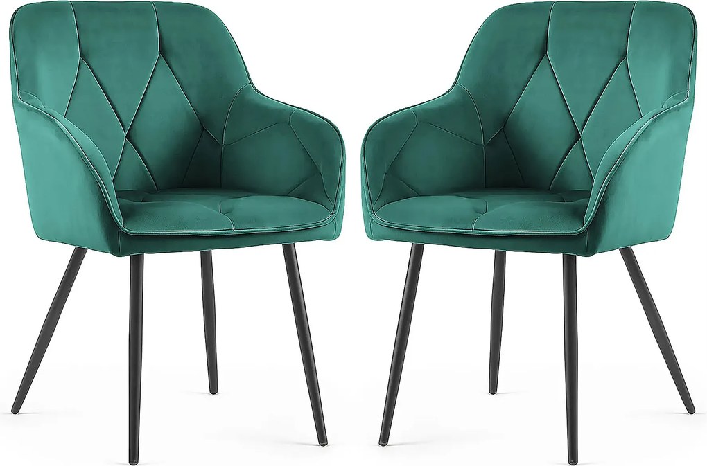 Zestaw 6 zielonych krzeseł tapicerowanych welurem - Lorviano