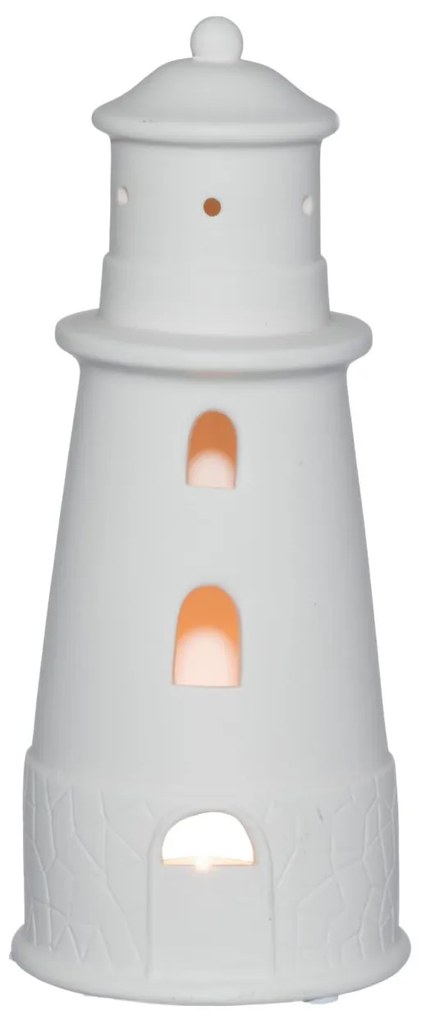 Porcelanowy lampion w kształcie latarni morskiej, 27 cm