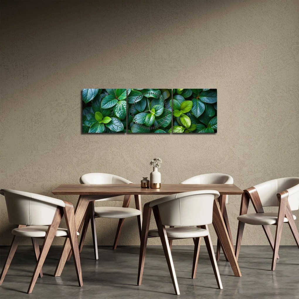 Obraz - Rośliny zielone (z zegarem) (90x30 cm)