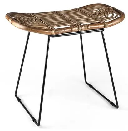 Czarno-naturalny rattanowy stołek Sokna – Villa Collection
