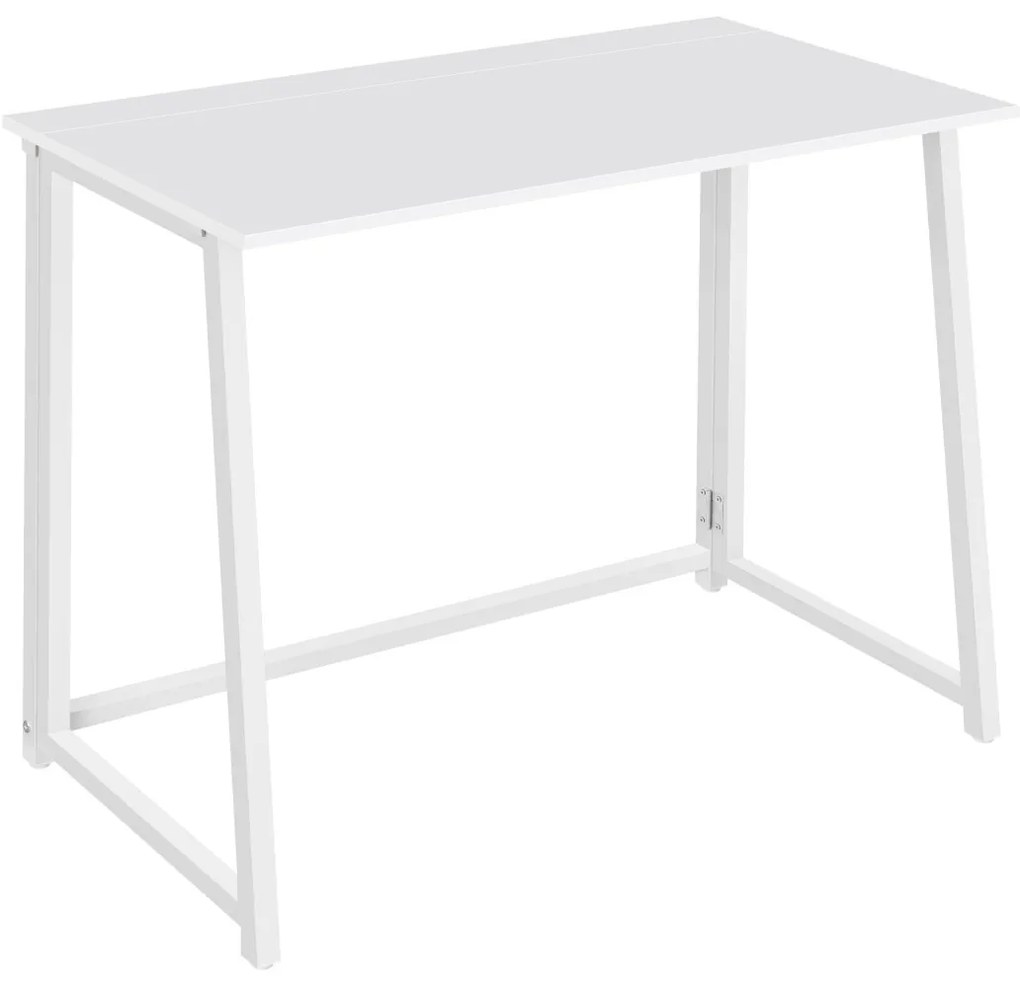 Zestaw do biura – składany stół ZARIMO 80×40 cm biały + krzesło biurowe AVOLA VELVET jasnobrązowe