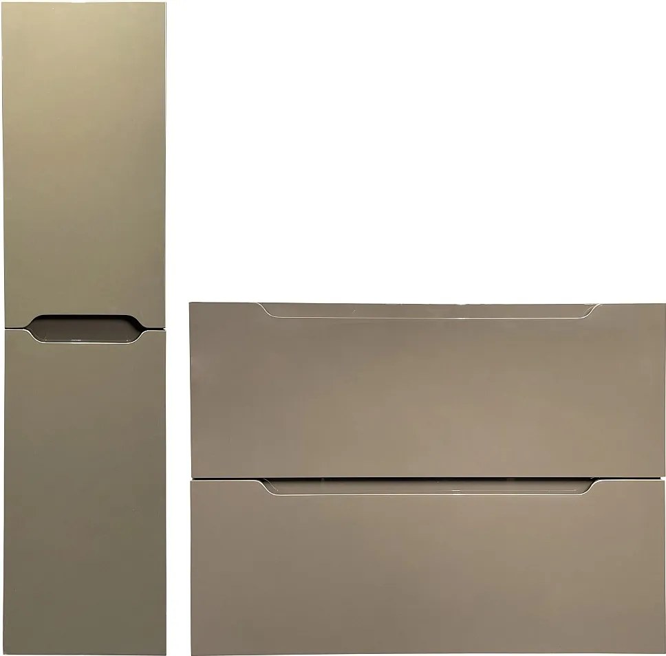Szafka pojedyncza umywalka wisząca ze słupkiem - Kolor taupe - 80 cm - STEFANIE