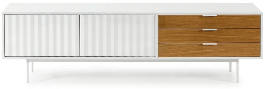 Biało-naturalna szafka pod TV w dekorze dębu 180x52 cm Sierra – Teulat