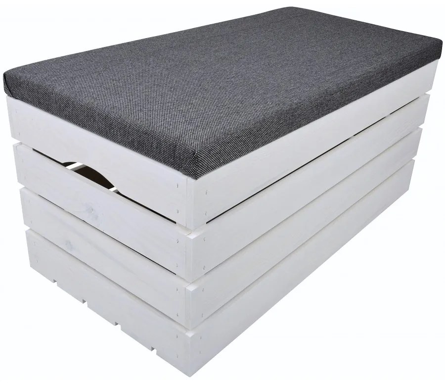 Pufa kufer skrzynia drewniana sosnowa siedzisko 80cm malowana biała