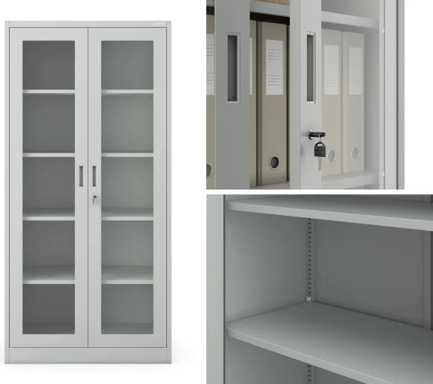 Przeszklona szafa medyczna Amelia 90x40x185 cm szara