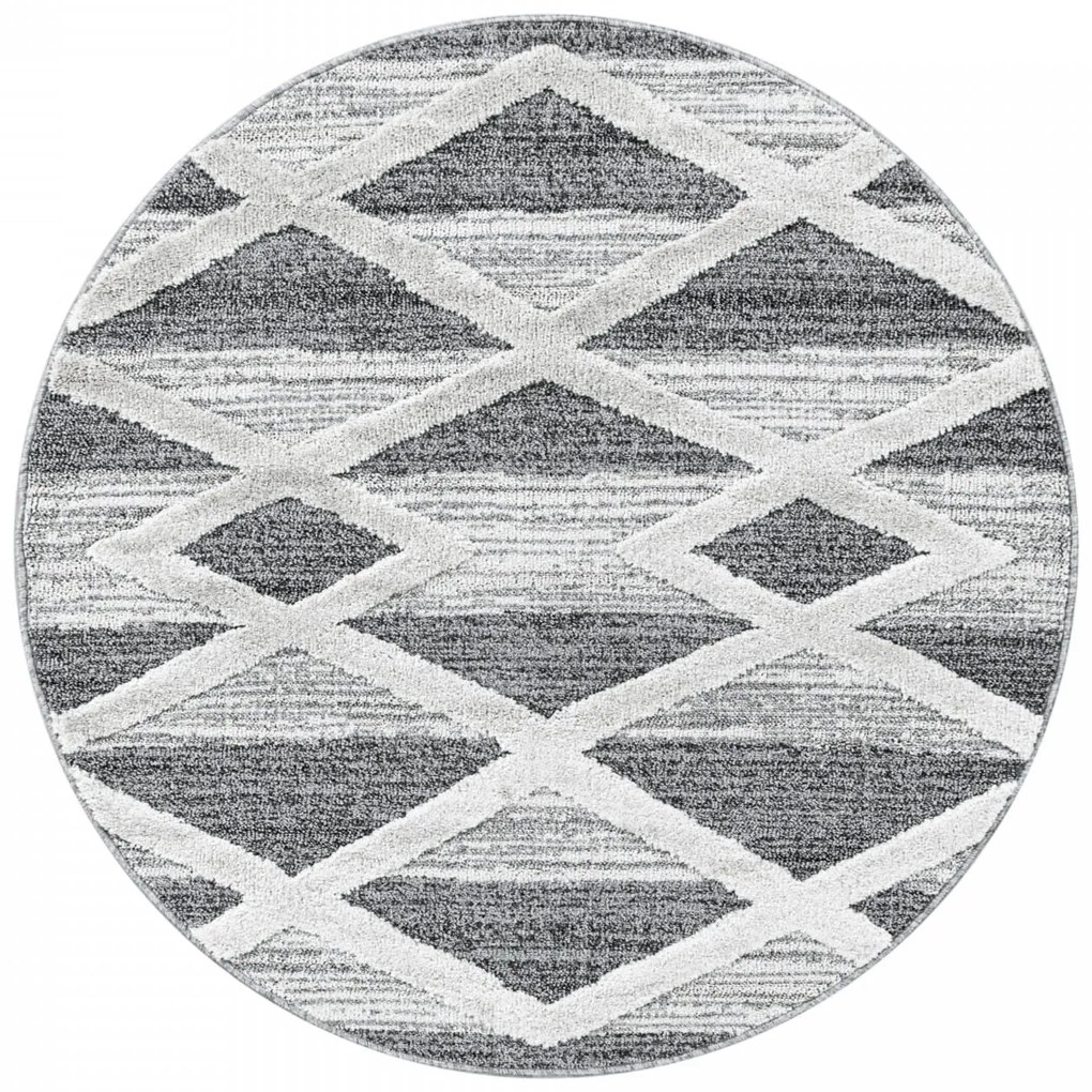 Dywan nowoczesny Pisa 3D Geometria kremowo-szary 80 cm x 80 cm koło