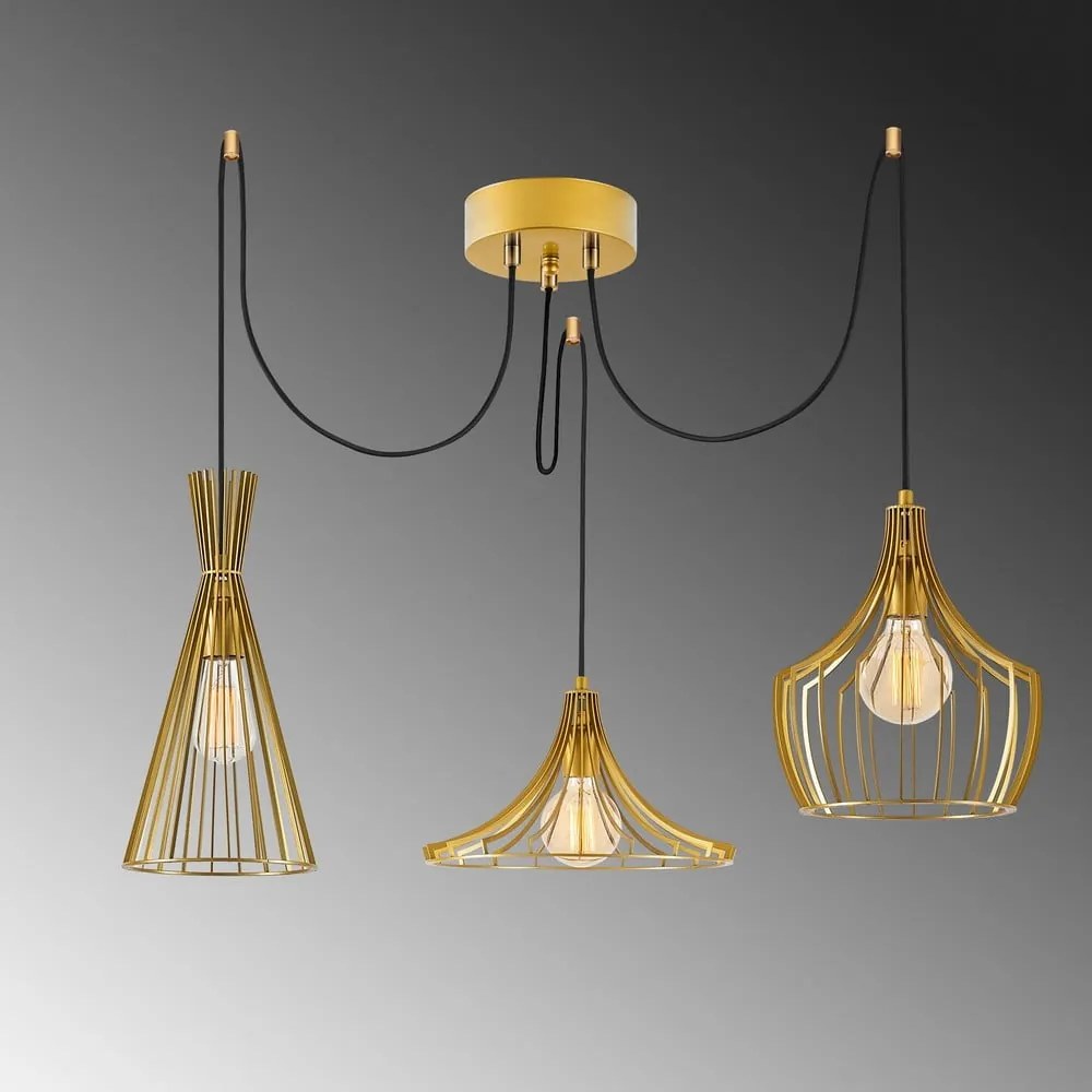 Lampa wisząca w kolorze złota z metalowym kloszem Mezopotamya – Opviq lights