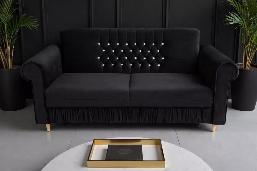 Kanapa Clio 2 osobowa z funkcją spania - pikowana sofa do salonu