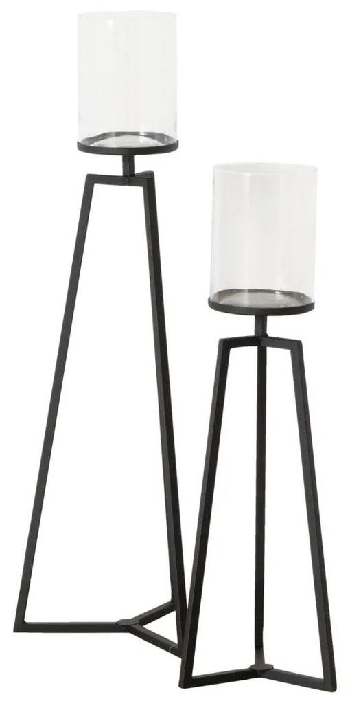 Szklane świeczniki na metalowym stelażu Cosa, 75-95 cm