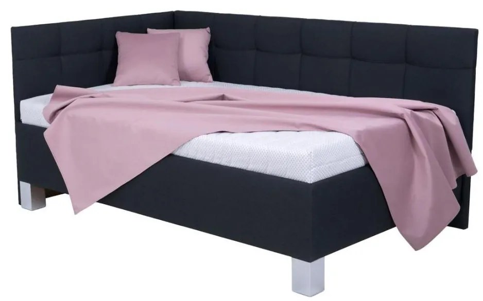 Łóżko tapicerowane z pojemnikiem MARIA PETITE 120x200 cm, bez materaca, antracyt