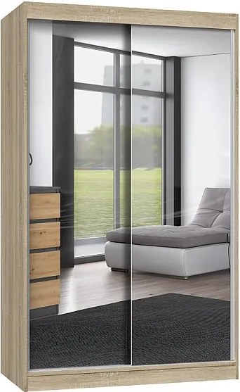 Szafa Iga 120 | Dąb Sonoma | 120x61x200 cm| Szafa Przesuwna z Lustrami