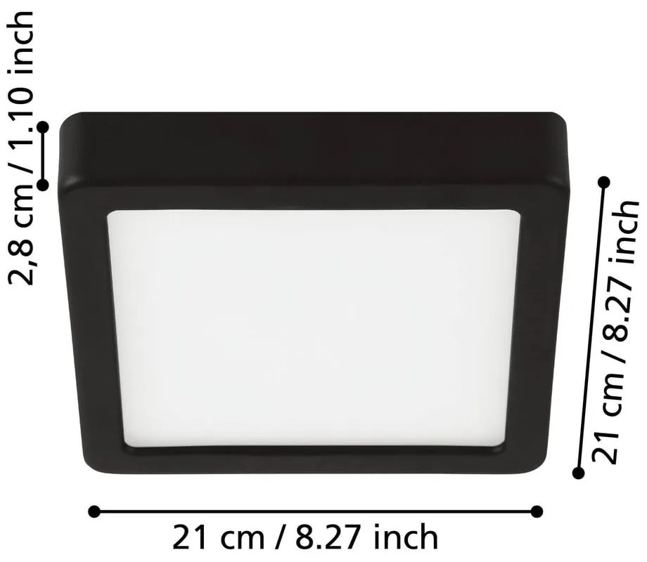 Czarna lampa sufitowa LED 21x21 cm FUEVA 5 – EGLO