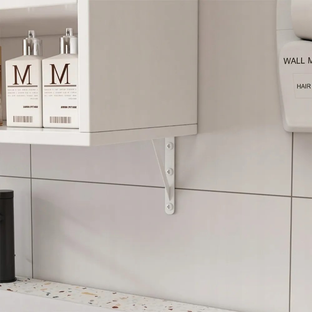 Biała wisząca szafka łazienkowa 64 x 90 x 30 cm - z półkami, w stylu loft, idealna nad pralkę