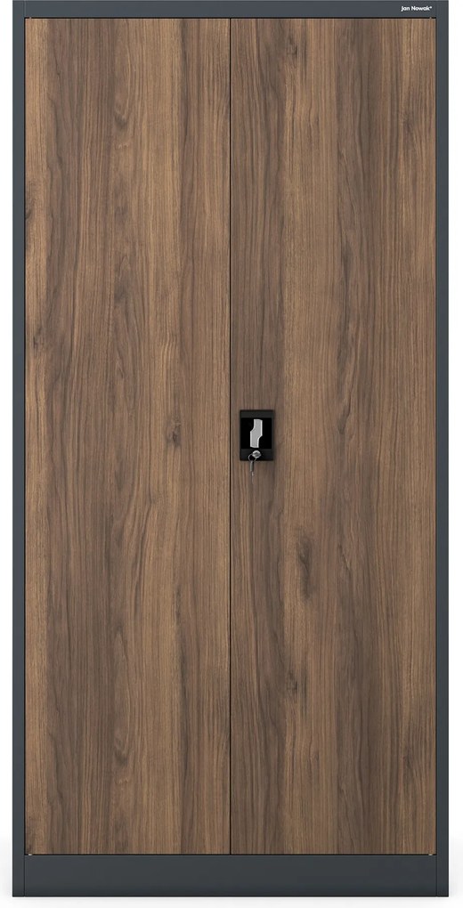 Szafa metalowa wielofunkcyjna antracytowa / orzech: Eco Design DAWID, 900 x 1850 x 450 mm