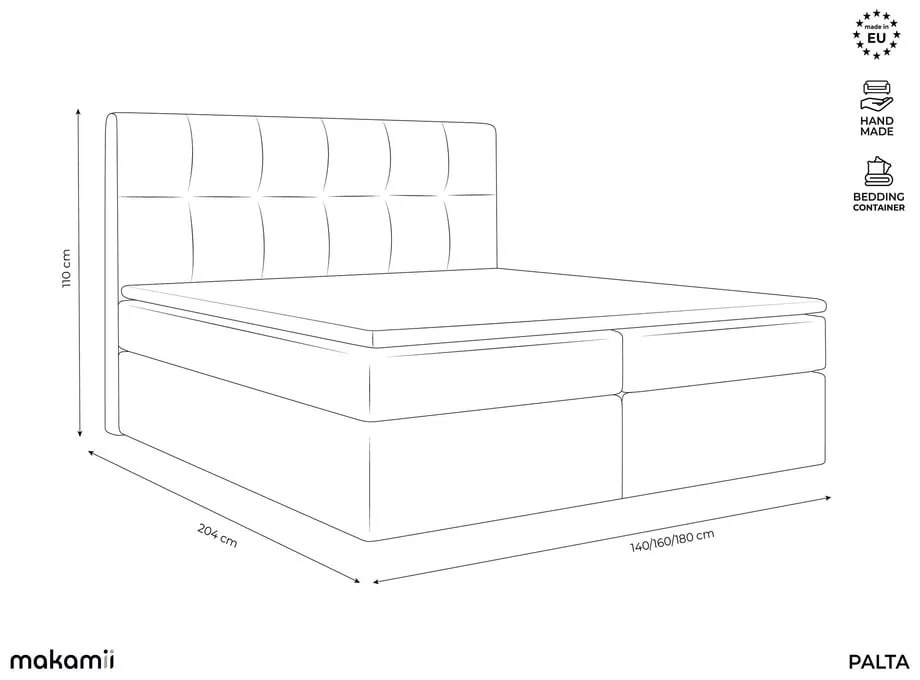 Łóżko kontynentalne ze schowkiem 140x200 cm w kolorze terakoty Palta – Makamii