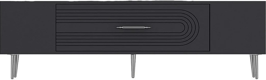 Szafka RTV – 150 cm x 48,2 cm x 29,6 cm – Antracyt i srebro – Płyta wiórowa pokryta melaminą