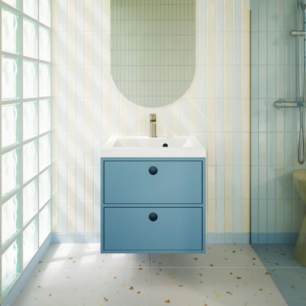 Umywalka wpuszczana w blat z konglomeratu WAVE 60 cm